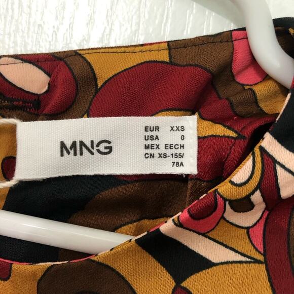 Mango Women's Blouse Top 3/4 Sleeve Round Neck Paisley Multi Size 0‎ NWT - Picture 5 of 9